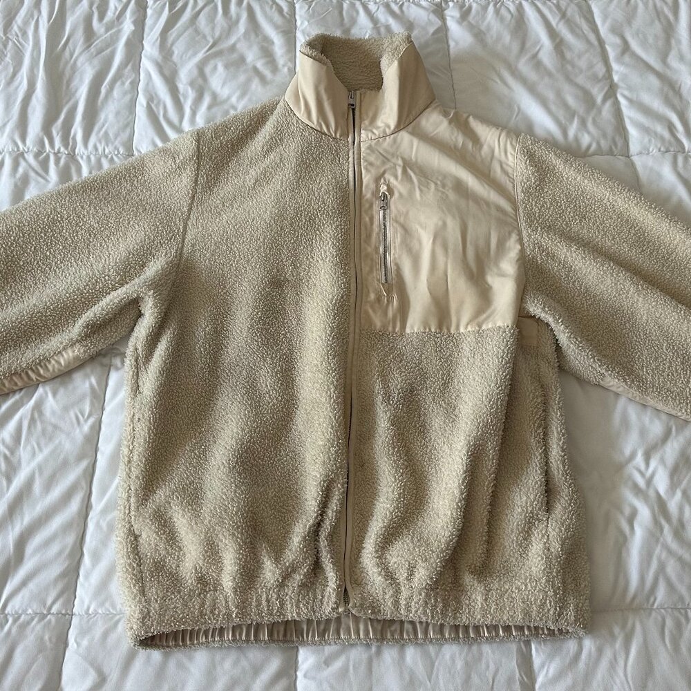 COS SHERPA FLEECE ZIP JACKET BEIGE SIZE S